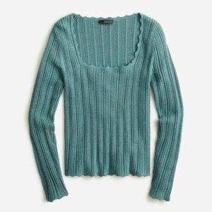 J.Crew scalloped edge square neck pointelle sweater M
